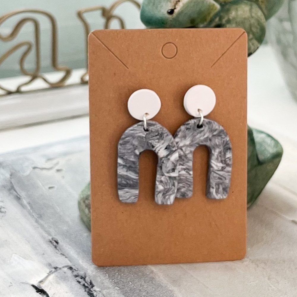 Marble Black & White Earrings